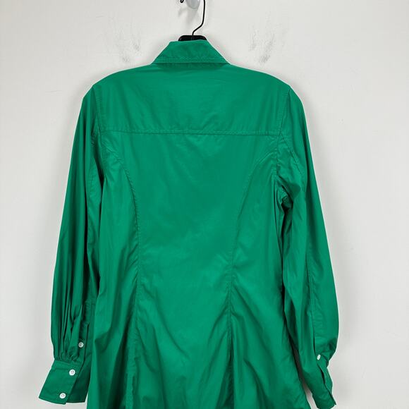 Madewell Seamed Long Sleeve Mini Shirtdress Poplin Cotton Verdant Green US 2 NWT - Picture 7 of 14
